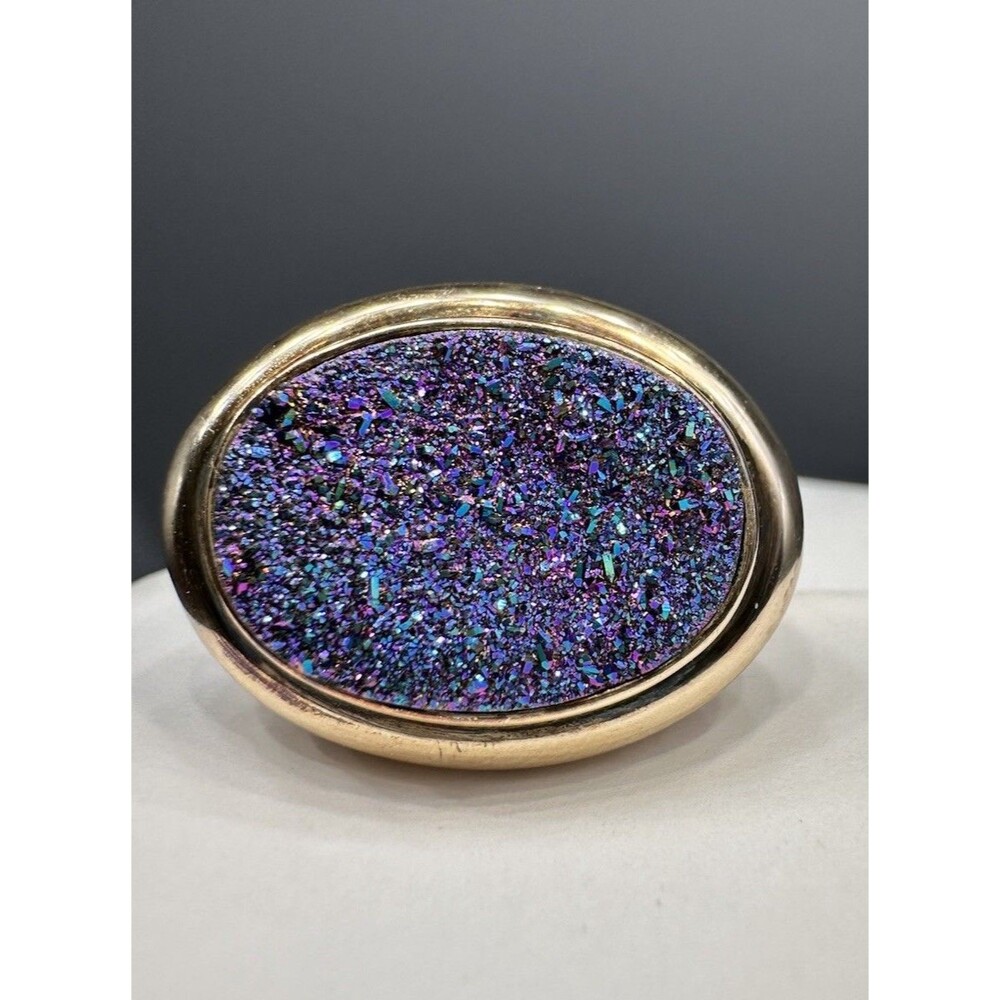 Sterling Silver Vermeil Purple Druzy Ring OT Turkey Size 8.5